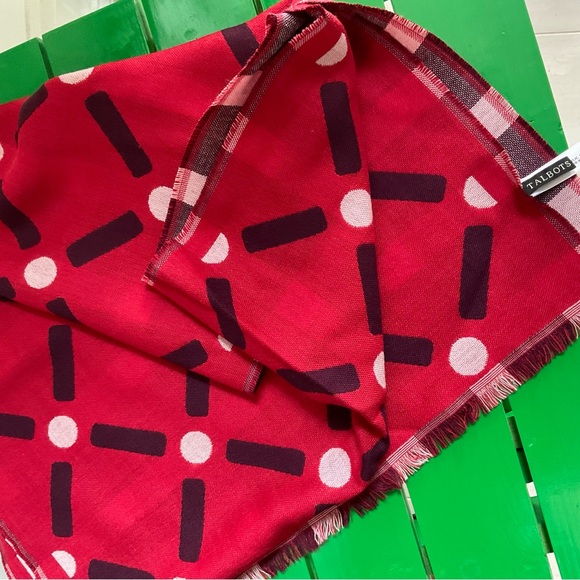 Talbots Red Lattice Dot Scarf - Picture 4 of 4